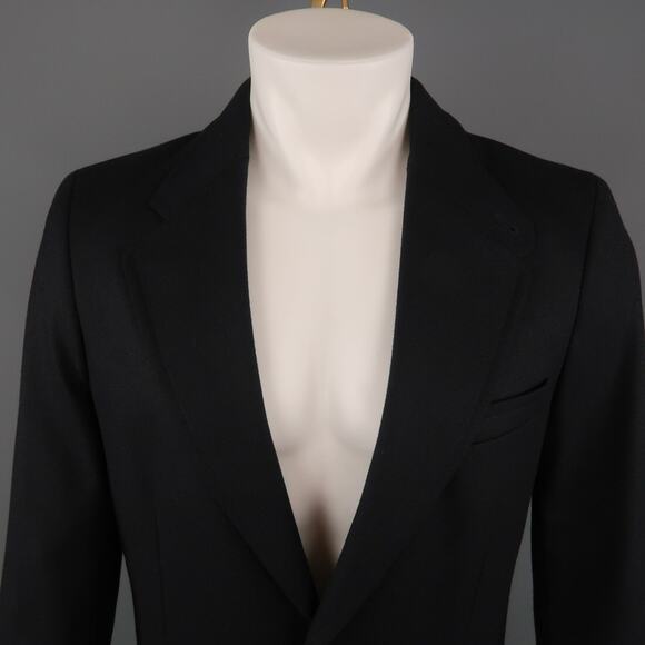 APC Chest Size 40 Navy Solid Wool Notch Lapel Sport Coat - Picture 2 of 7